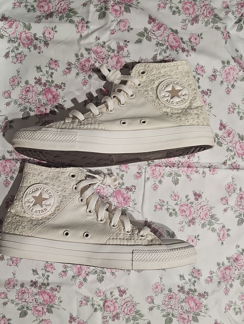 Cream Converse All Star Chuck Taylor High Tops 8.5 - Picture 16 of 16